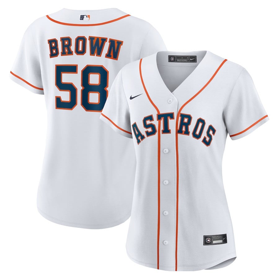 Hunter Brown 58 Houston Astros Women's Home Jersey - White