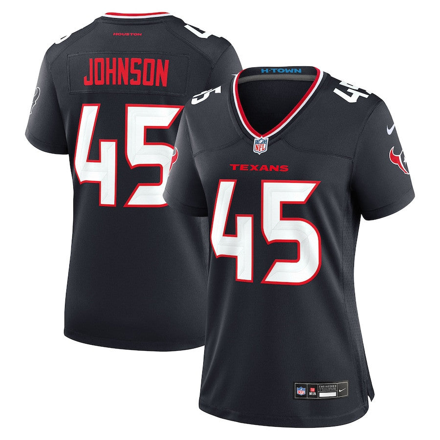 Jakob Johnson 45 Houston Texans Women's Team Game Jersey - Navy