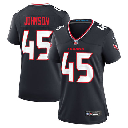 Jakob Johnson 45 Houston Texans Women's Team Game Jersey - Navy
