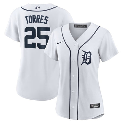 Gleyber Torres 25 Detroit Tigers Women's Home Jersey - White