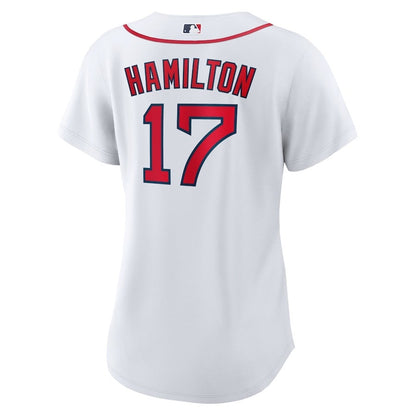 David Hamilton 17 Boston Red Sox Women's Home Jersey - White