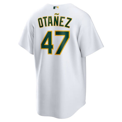 Michel Otañez 47 Athletics Home Men Jersey - White