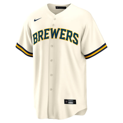 Joey Ortiz 3 Milwaukee Brewers Home Men Jersey - Cream
