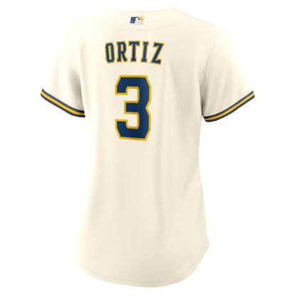 Joey Ortiz 3 Milwaukee Brewers Home Women Jersey - Cream