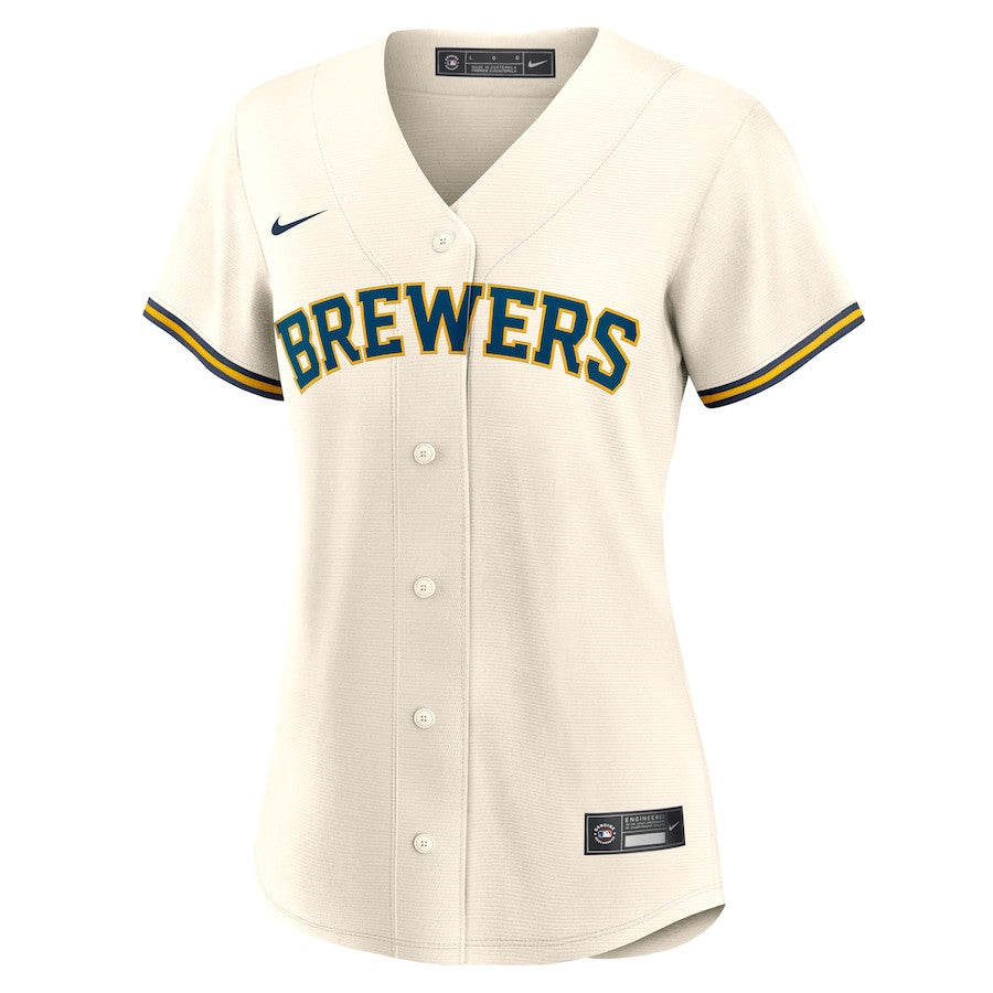 Joey Ortiz 3 Milwaukee Brewers Home Women Jersey - Cream