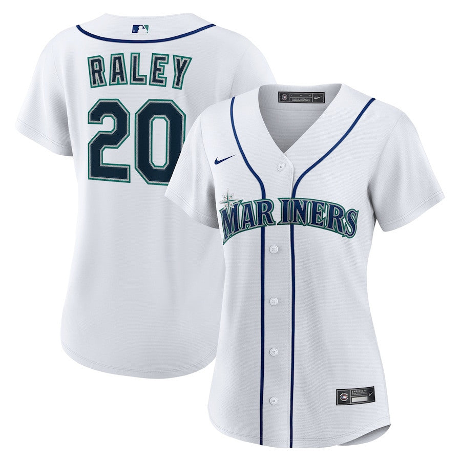 Luke Raley 20 Seattle Mariners Home Women Jersey - White