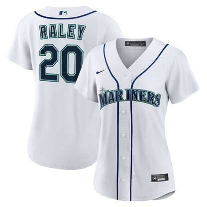 Luke Raley 20 Seattle Mariners Home Women Jersey - White