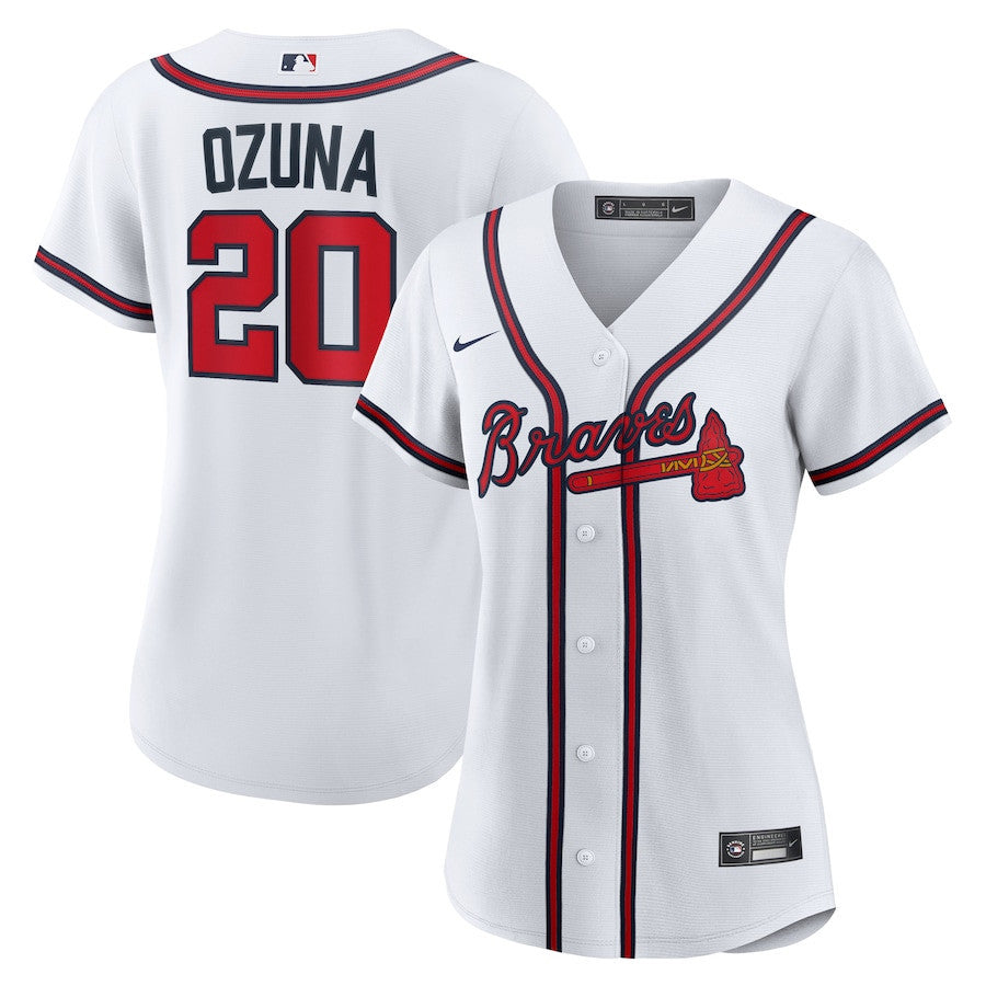 Marcell Ozuna 20 Atlanta Braves Home Women Jersey - White