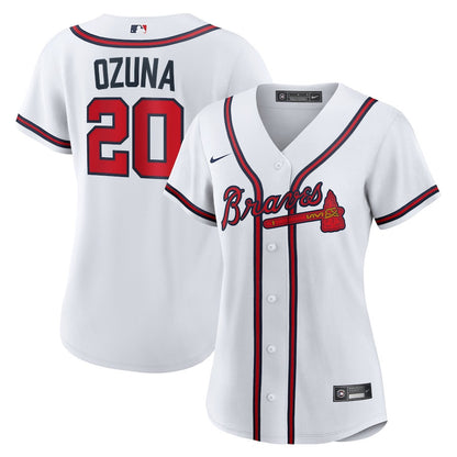 Marcell Ozuna 20 Atlanta Braves Home Women Jersey - White