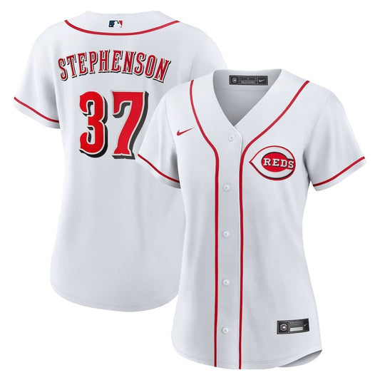 Tyler Stephenson 37 Cincinnati Reds Home Women Jersey - White