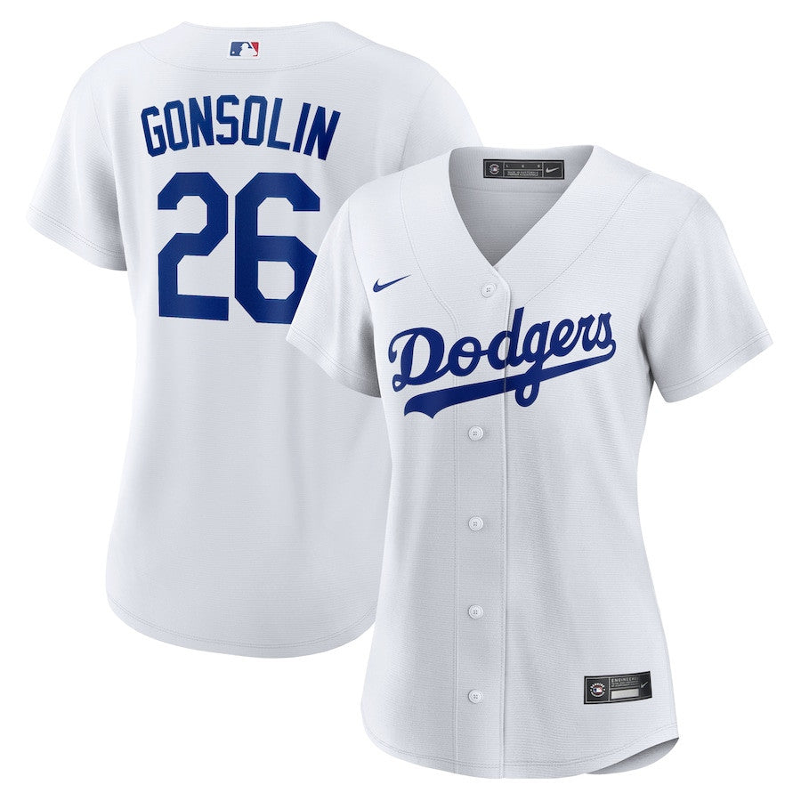 Tony Gonsolin 26 Los Angeles Dodgers Home Women Jersey - White