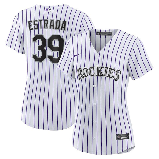 Thairo Estrada 39 Colorado Rockies Home Women Jersey - White