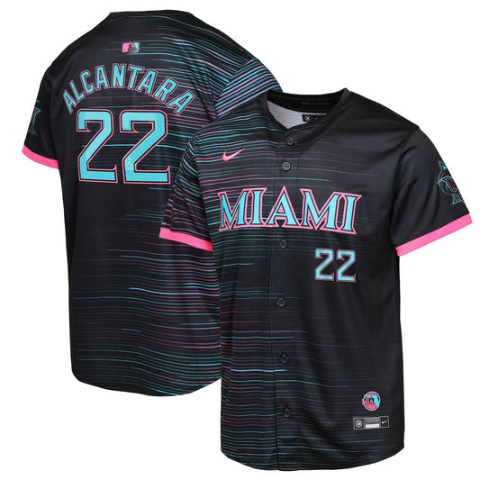 Sandy Alcantara 22 Miami Marlins 2025 City Connect Limited YOUTH Jersey - Black