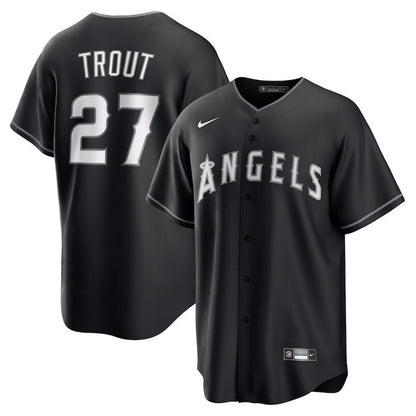 Mike Trout 27 Los Angeles Angels Lights Out Men Jersey - Black