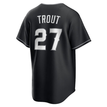 Mike Trout 27 Los Angeles Angels Lights Out Men Jersey - Black
