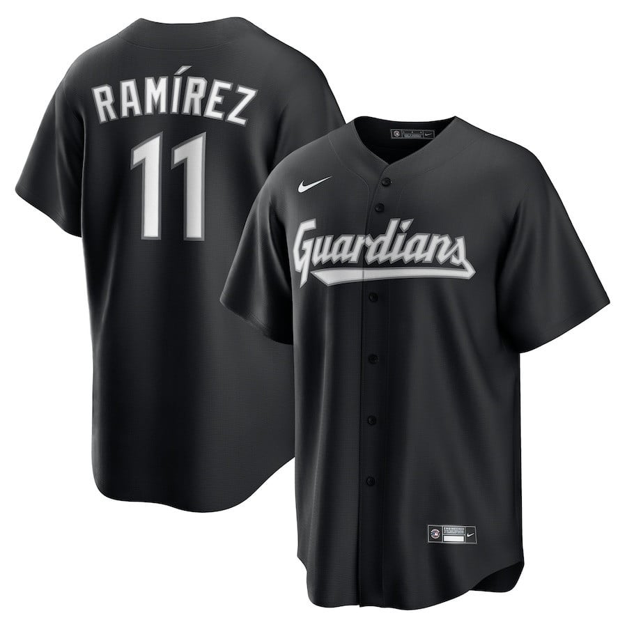 José Ramírez 11 Cleveland Guardians Lights Out Men Jersey - Black