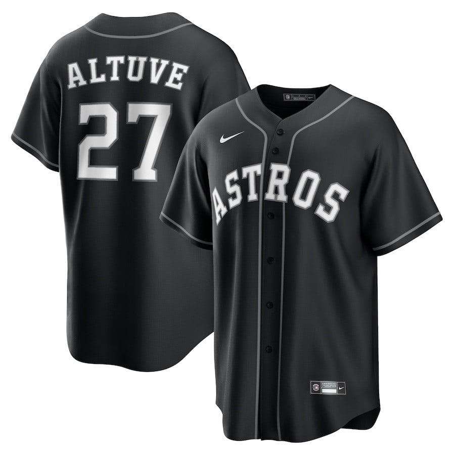 Jose Altuve 27 Houston Astros Lights Out Men Jersey - Black