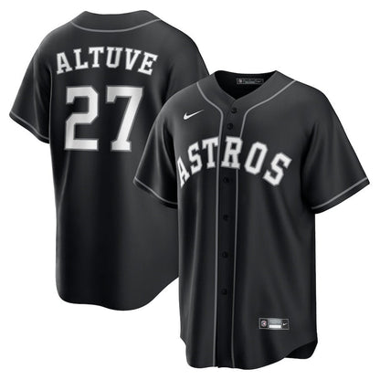Jose Altuve 27 Houston Astros Lights Out Men Jersey - Black