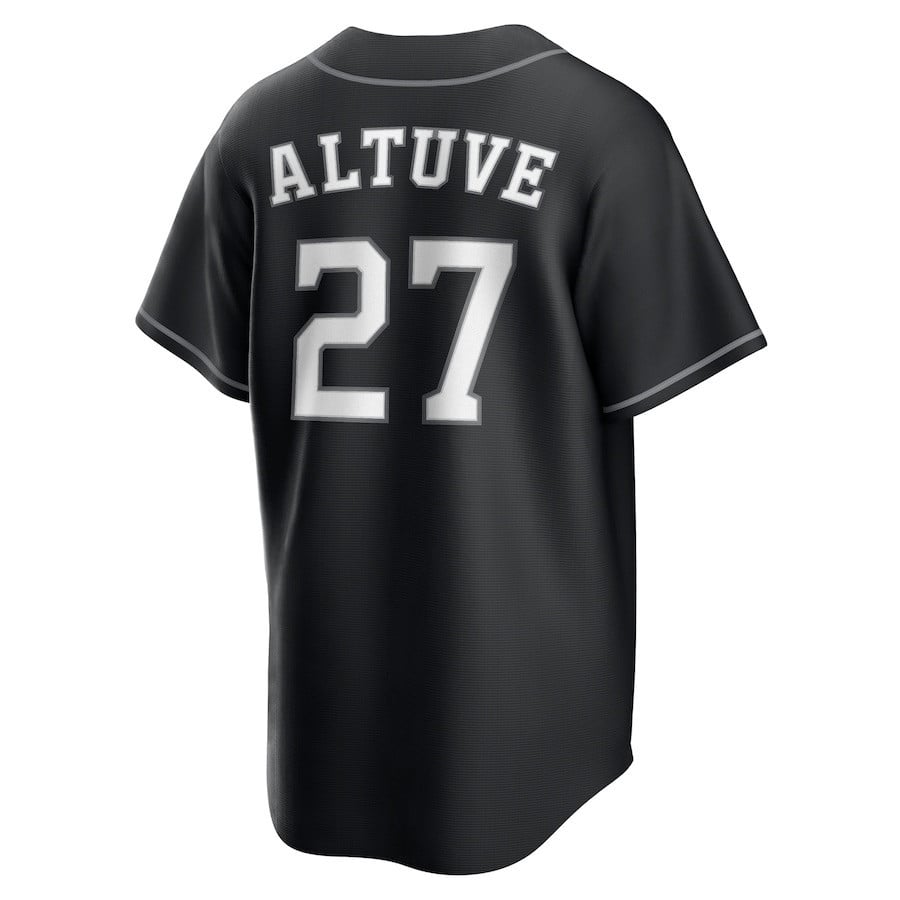 Jose Altuve 27 Houston Astros Lights Out Men Jersey - Black