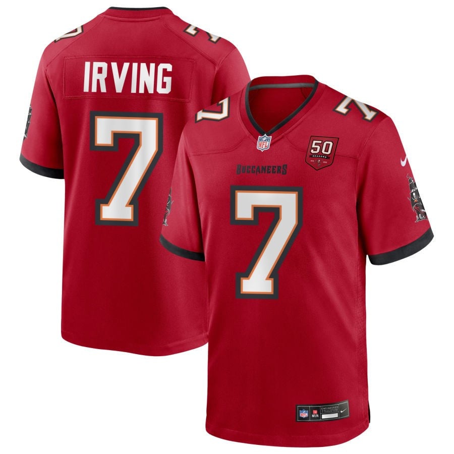 Bucky Irving 7 Tampa Bay Buccaneers 50th Anniversary Game Men Jersey - Red