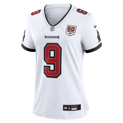 Emeka Egbuka 9 Tampa Bay Buccaneers Women's 50th Season Patch Game Jersey - White