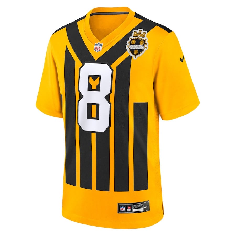 Aaron Rodgers 8 Pittsburgh Steelers Alternate 1933 Throwback Game Men Jersey - Gold