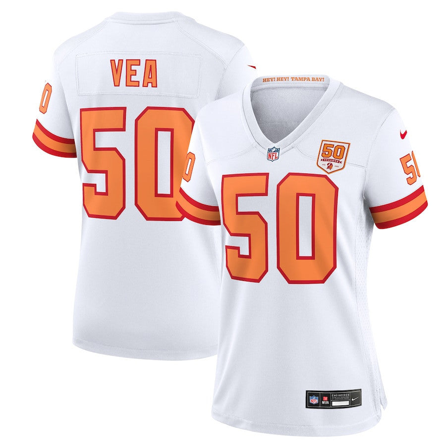 Vita Vea 50 '76 Tampa Bay Buccaneers Women's 50th Season Game Jersey - White