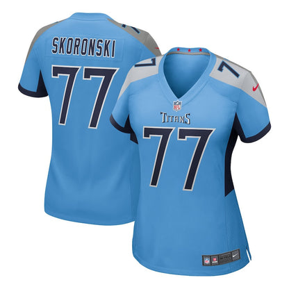 Peter Skoronski 77 Tennessee Titans Women's Team Game Jersey - Light Blue