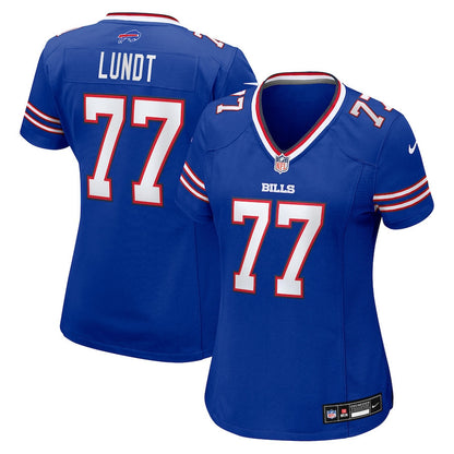 Chase Lundt 77 Buffalo Bills Women's Team Game Jersey - Royal