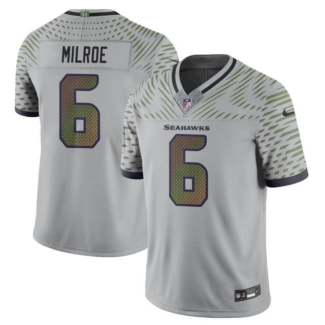 Jalen Milroe 6 Seattle Seahawks Vapor F.U.S.E. Limited Rivalry Series Men Jersey - Gray