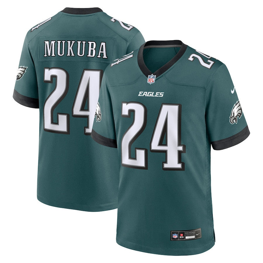 Andrew Mukuba 24 Philadelphia Eagles Team Game Men Jersey - Midnight Green