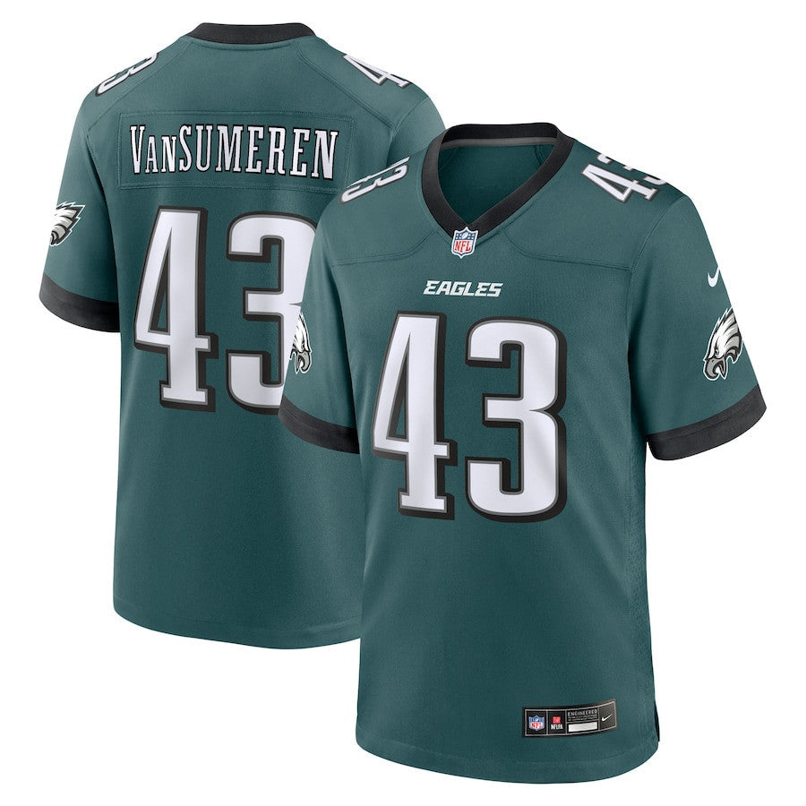 Ben VanSumeren 43 Philadelphia Eagles Team Game Men Jersey - Midnight Green
