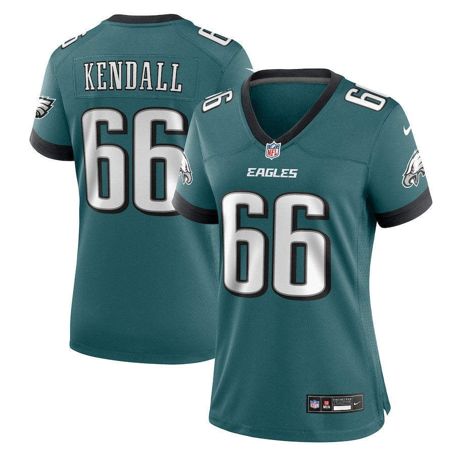 Drew Kendall 66 Philadelphia Eagles Women's Team Game Jersey - Midnight Green