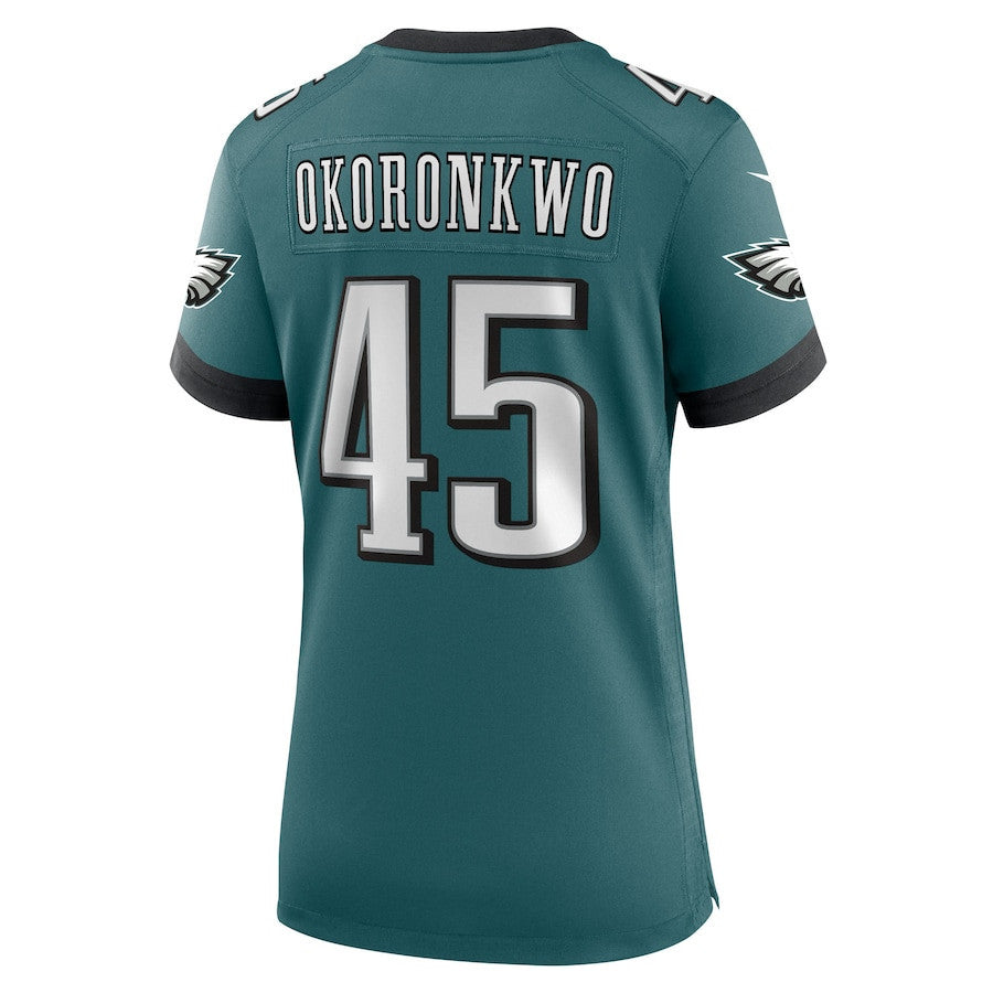Ogbonnia Okoronkwo 45 Philadelphia Eagles Women's Team Game Jersey - Midnight Green