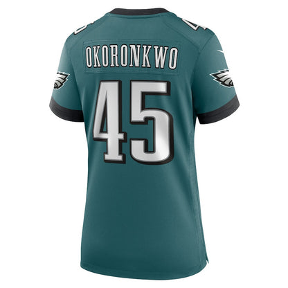 Ogbonnia Okoronkwo 45 Philadelphia Eagles Women's Team Game Jersey - Midnight Green