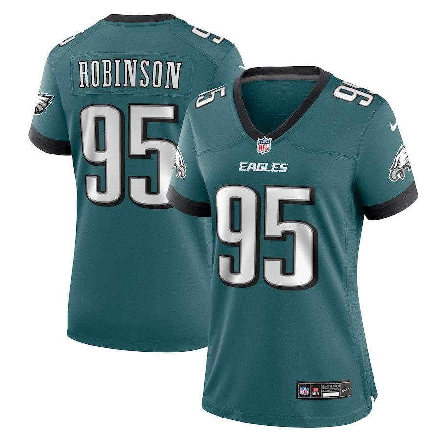 Ty Robinson 95 Philadelphia Eagles Women's Team Game Jersey - Midnight Green