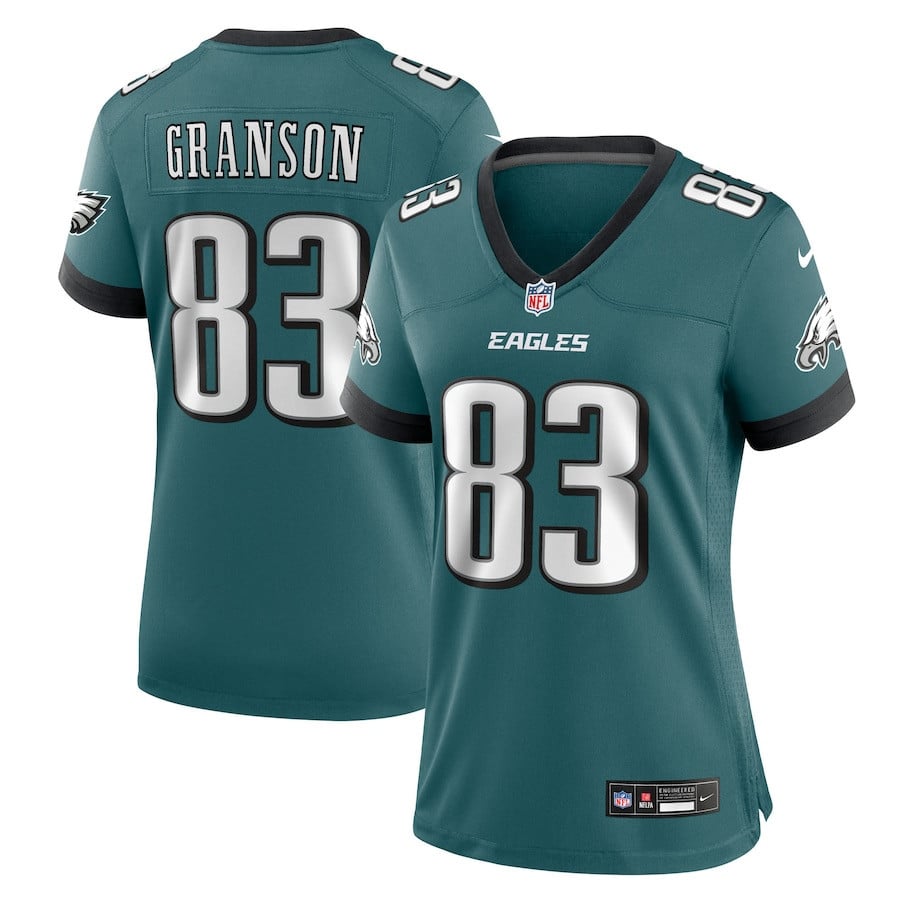 Kylen Granson 83 Philadelphia Eagles Women's Team Game Jersey - Midnight Green