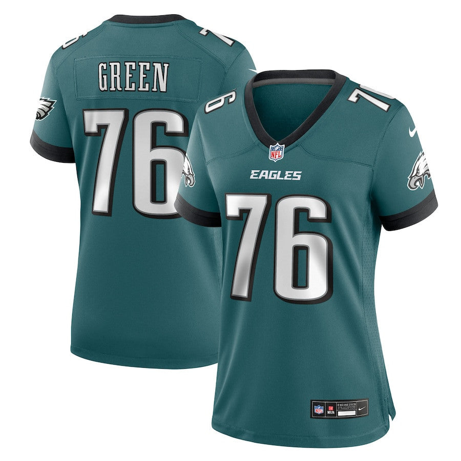 Kenyon Green 76 Philadelphia Eagles Women's Team Game Jersey - Midnight Green