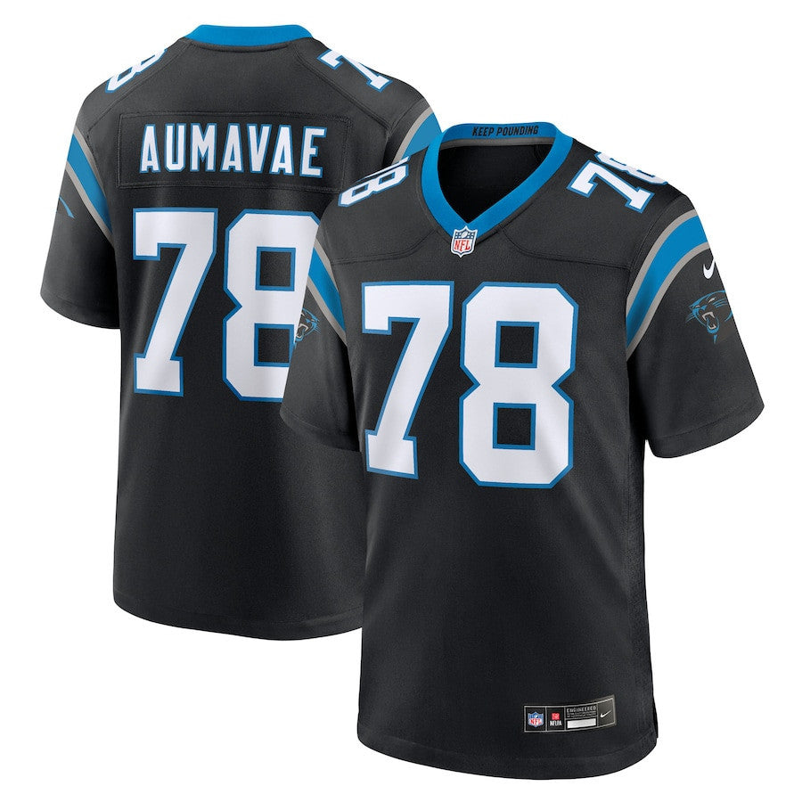 Popo Aumavae 78 Carolina Panthers Team Game Men Jersey - Black