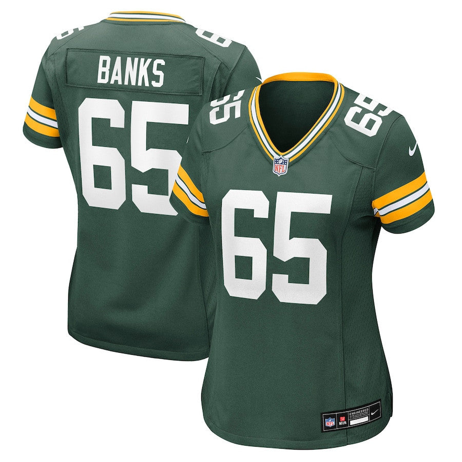 Aaron Banks 65 Green Bay Packers Women's Team Game Jersey - Green