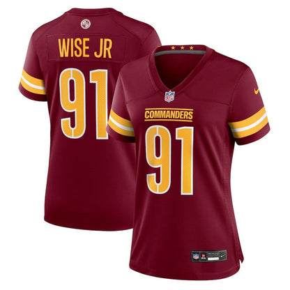Deatrich Wise Jr. 91 Washington Commanders Women's Team Game Jersey - Burgundy