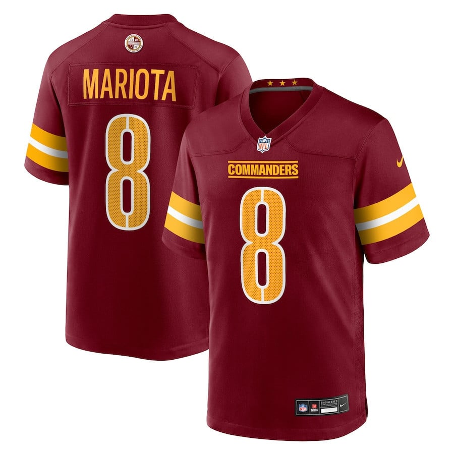 Marcus Mariota 8 Washington Commanders Team Game Men Jersey - Burgundy