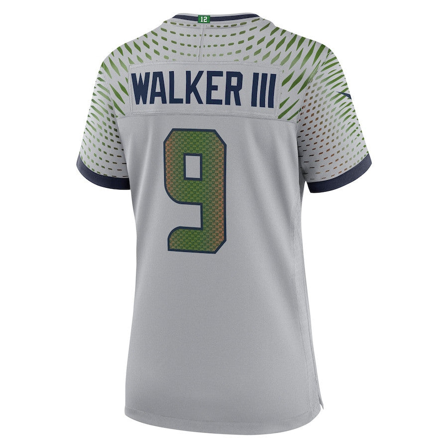 Kenneth Walker III 9 Seattle Seahawks Women's 2025 Rivalries Collection Game Jersey - Wolf Gray