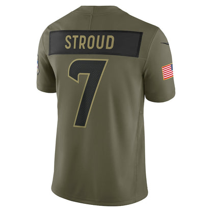 C.J Stroud 7 Houston Texans 2025 Salute To Service Men Jersey - Olive