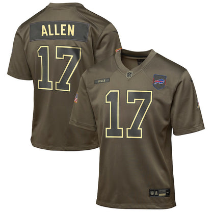 Josh Allen 17 Buffalo Bills 2025 Salute to Service YOUTH Jersey - Olive