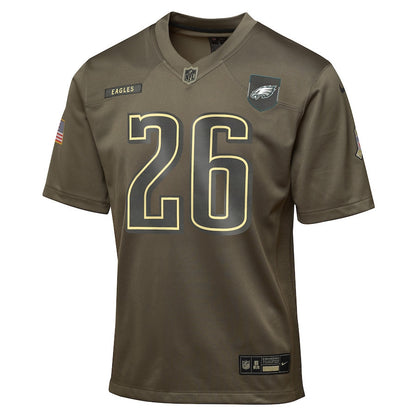 Saquon Barkley 26 Philadelphia Eagles 2025 Salute to Service YOUTH Jersey - Olive