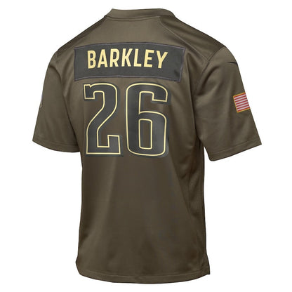 Saquon Barkley 26 Philadelphia Eagles 2025 Salute to Service YOUTH Jersey - Olive
