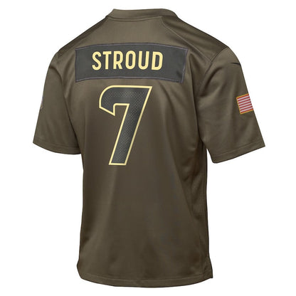 C.J. Stroud 7 Houston Texans 2025 Salute to Service YOUTH Jersey - Olive