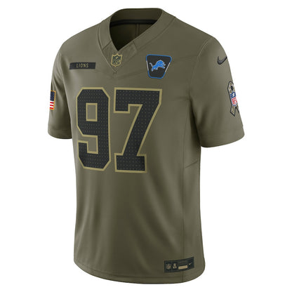 Aidan Hutchinson 97 Detroit Lions 2025 Salute To Service Men Jersey - Olive