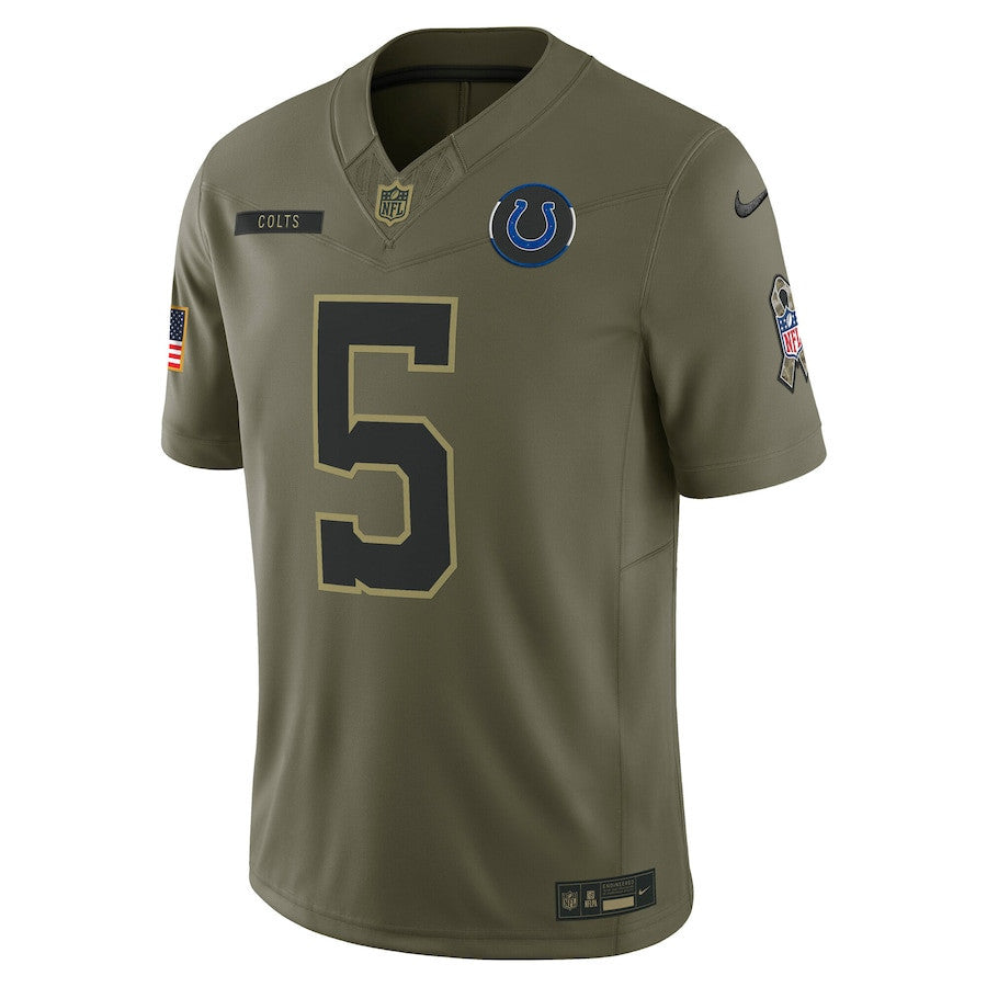 Anthony Richardson Sr. 5 Indianapolis Colts 2025 Salute To Service Men Jersey - Olive